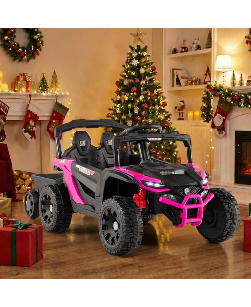 Sugift 12V Battery Powered Ride On Tractor With Parent Remote Control