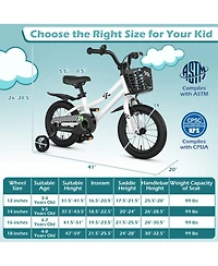 Sugift 14 in Kids Bike with Helmet Protective Set Dual Brakes Adjustable Seat and Handlebar