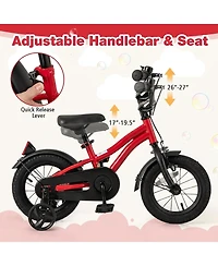 Sugift 12" Adjustable Kids' Bike with Training Wheels, Ages 3-4