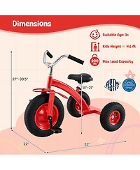Sugift Carbon Steel Kids' Bike with Adjustable Handlebar and Seat, 15" Inflatable Rubber Tires, 200 lb Capacity, Ages 3+