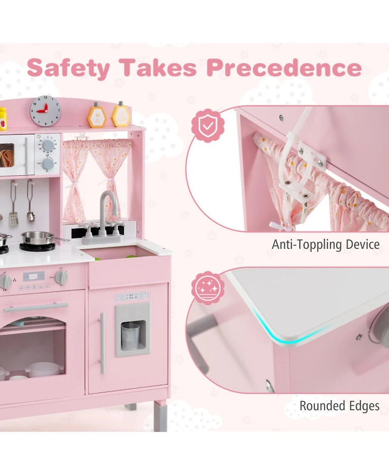 Sugift Adjustable-Height Wooden Play Kitchen, Ages 3+