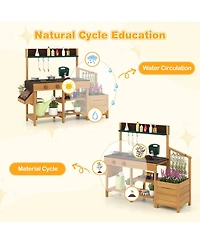 Sugift Wooden Mud Kitchen With Sink Playset, Ages 3-8