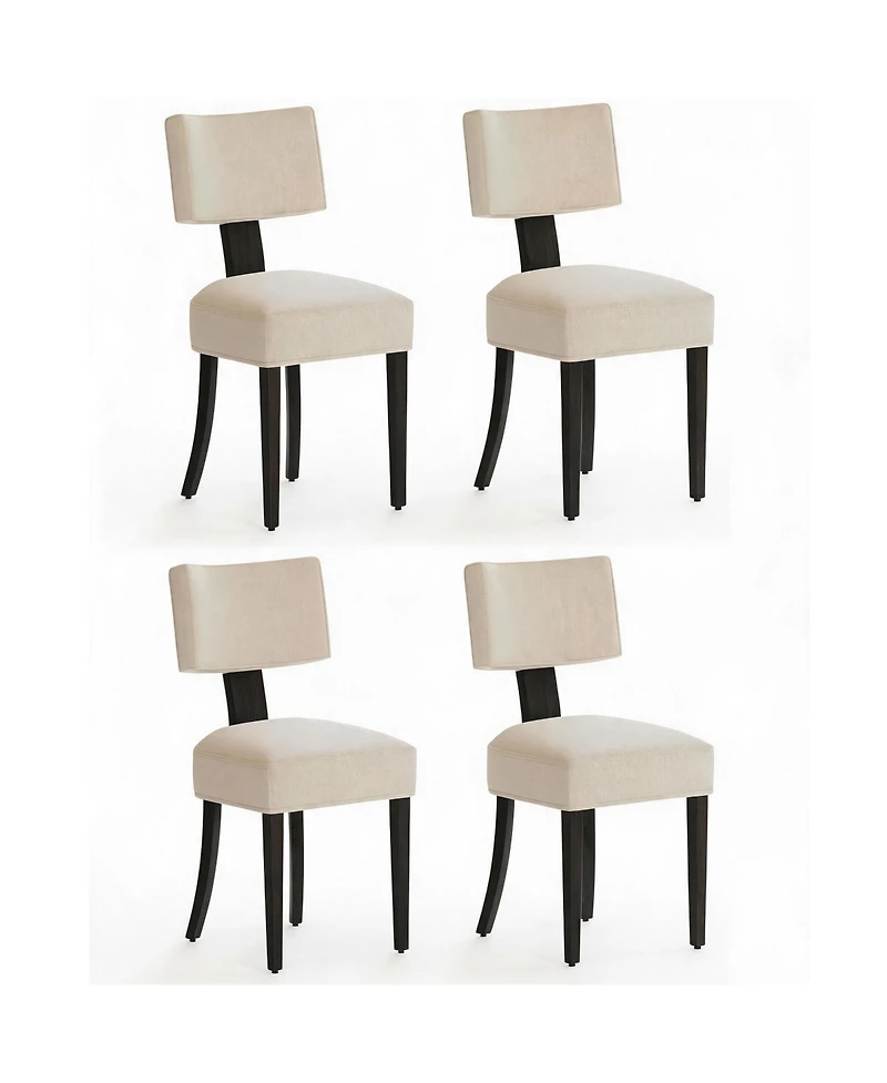 homfan Dining Chairs Set of 2, Mid Century Upholstered Chairs with Linen Fabric, Modern Armless Kitchen Chairs with Brown Wood Legs for Living Room