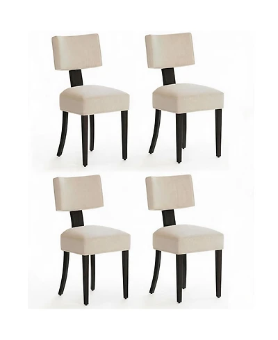 homfan Dining Chairs Set of 2, Mid Century Upholstered Chairs with Linen Fabric, Modern Armless Kitchen Chairs with Brown Wood Legs for Living Room