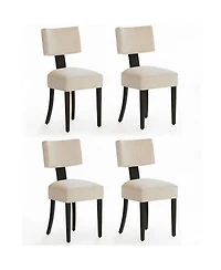 homfan Dining Chairs Set of 2, Mid Century Upholstered Chairs with Linen Fabric, Modern Armless Kitchen Chairs with Brown Wood Legs for Living Room
