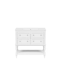 Busdays 36 Inch Bathroom Vanity with Undermount Ceramic Sink 4 Drawers Solid Wood Frame Free Standing Cabinet Set