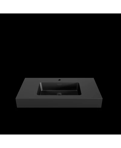 Busdays Matte Integrated Solid Surface Basin Sink for Vanity No Drain No Faucet Included