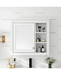 Busdays 30x28 Inch Mirror Medicine Cabinet Wall Mounted Bathroom Storage with 3 Open Shelves No Vanity Included