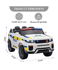 homfan 12V Electric Ride-On Police Car with Remote Control & Led Flashing Lights, Ages 3+