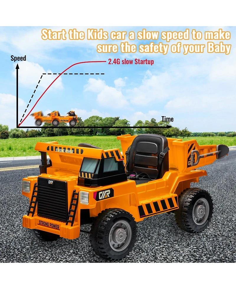 homfan Remote-Control Electric-Lifting Ride On Dump Truck, 66 lb Weight Capacity, Ages 3-8