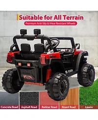 homfan 12V Electric Ride On Car with Parent Remote Control and Led Lights, 66 lbs Capacity, Ages 3-8