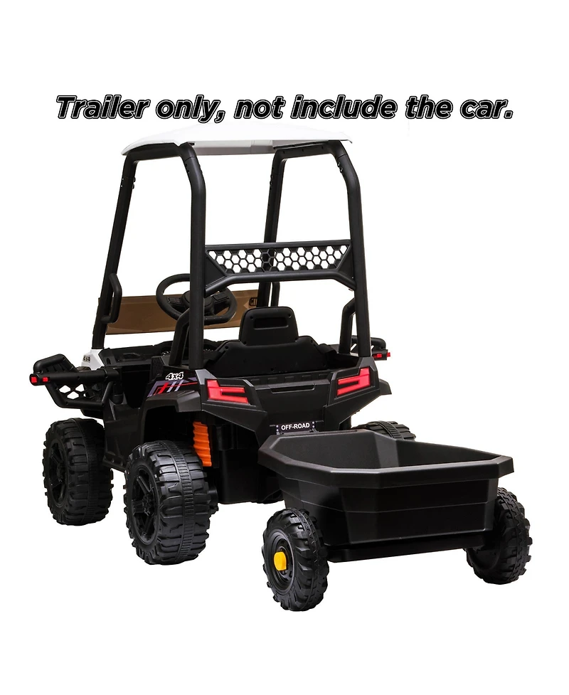 homfan 12V Ride-On Trailer with Locking Hitch Pin, 24.02" x 17.72" x 9.45", 30 pounds, Ages 3-8