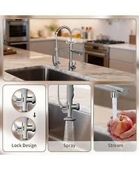 Busdays Commercial Single Handle Kitchen Sink Faucet Brushed Nickel Pull Down Sprayer Design