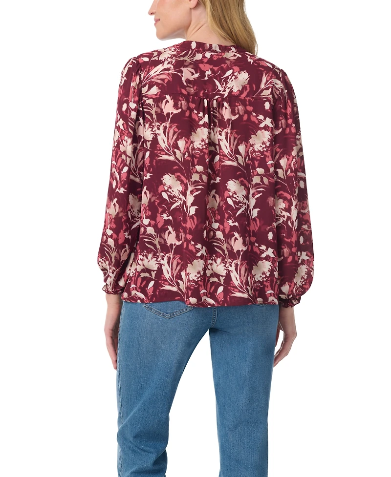 Gloria Vanderbilt Women's Floral V-Neck Blouse