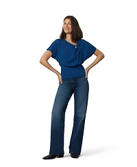 Cable & Gauge Women's Asymmetrical Metal Ring Dolman Top