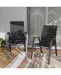 Clihome 4 Pack Teslin Patio Dining Chairs, 350LB Rustproof Metal Chairs with Ergonomic Lumbar Seat