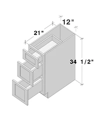 Boyel Living 12 Inch Unfinished Solid Wood 3 Drawer Base Cabinet