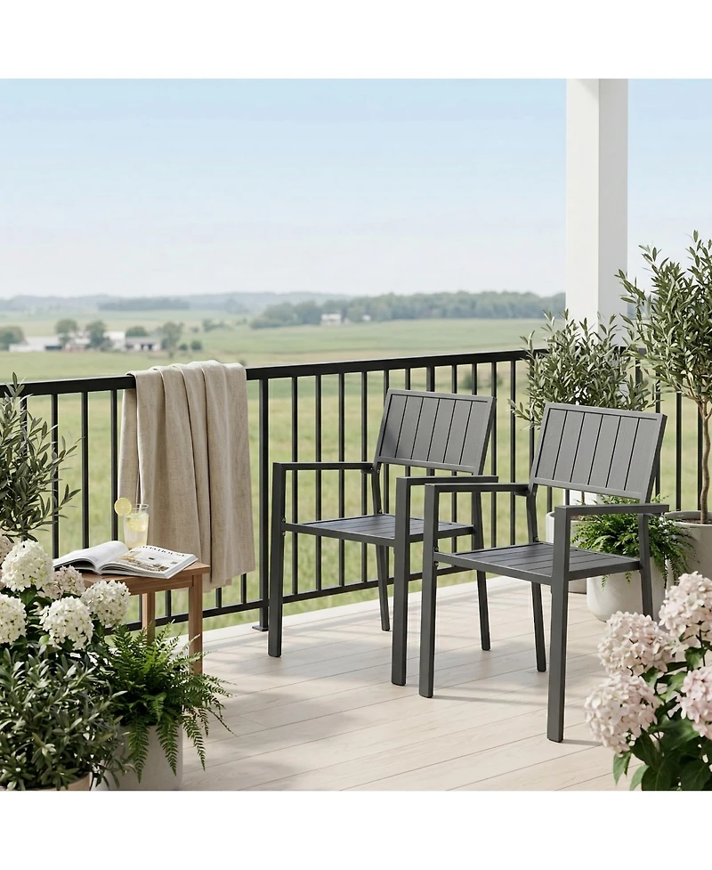 Clihome Set of 2 Heavy-Duty Metal Dining Side Chairs, 350LB Ergonomic Patio Chairs Indoor Outdoor