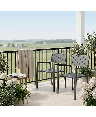 Clihome Set of 2 Heavy-Duty Metal Dining Side Chairs, 350LB Ergonomic Patio Chairs Indoor Outdoor
