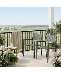 Clihome Set of 2 Heavy-Duty Metal Dining Side Chairs, 350LB Ergonomic Patio Chairs Indoor Outdoor