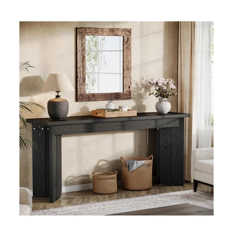 Slickblue Wood Console Table with Double Pedestal Base