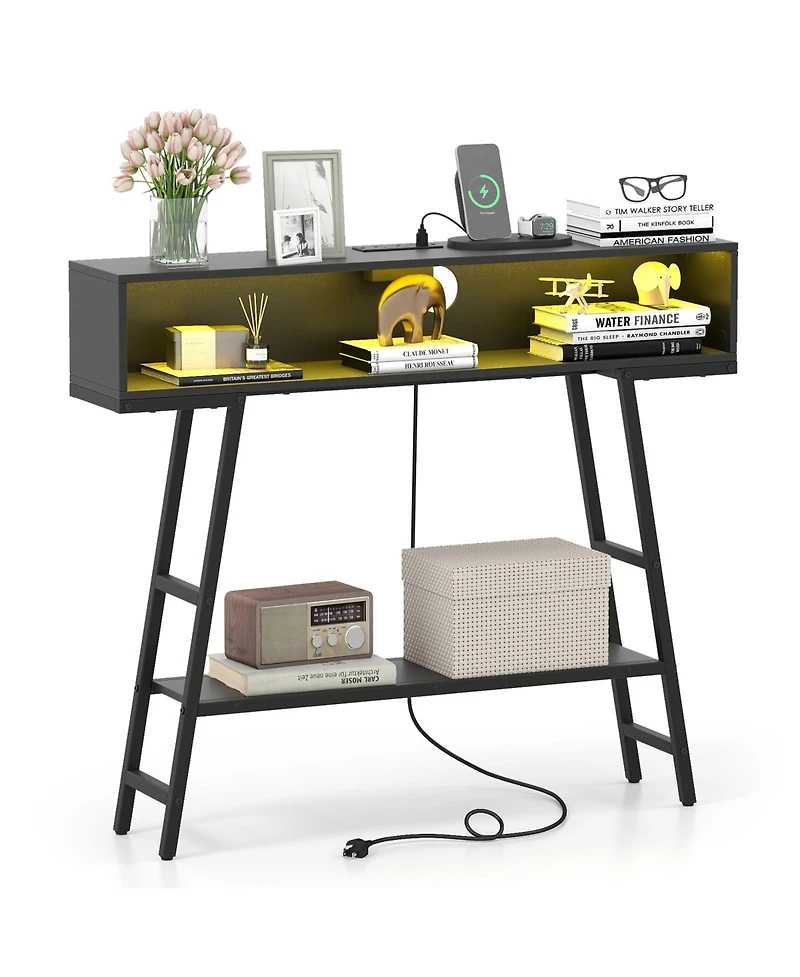 Slickblue Modern 40-Inch Console Table with Led Lighting and Usb Ports