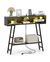 Slickblue Modern 40-Inch Console Table with Led Lighting and Usb Ports