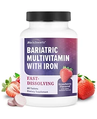 BioSchwartz Bariatric Multivitamin with Iron Chewable Tablets, 60 Count, 30-Day Supply, Daily Multivitamin for Gastric Bypass Support