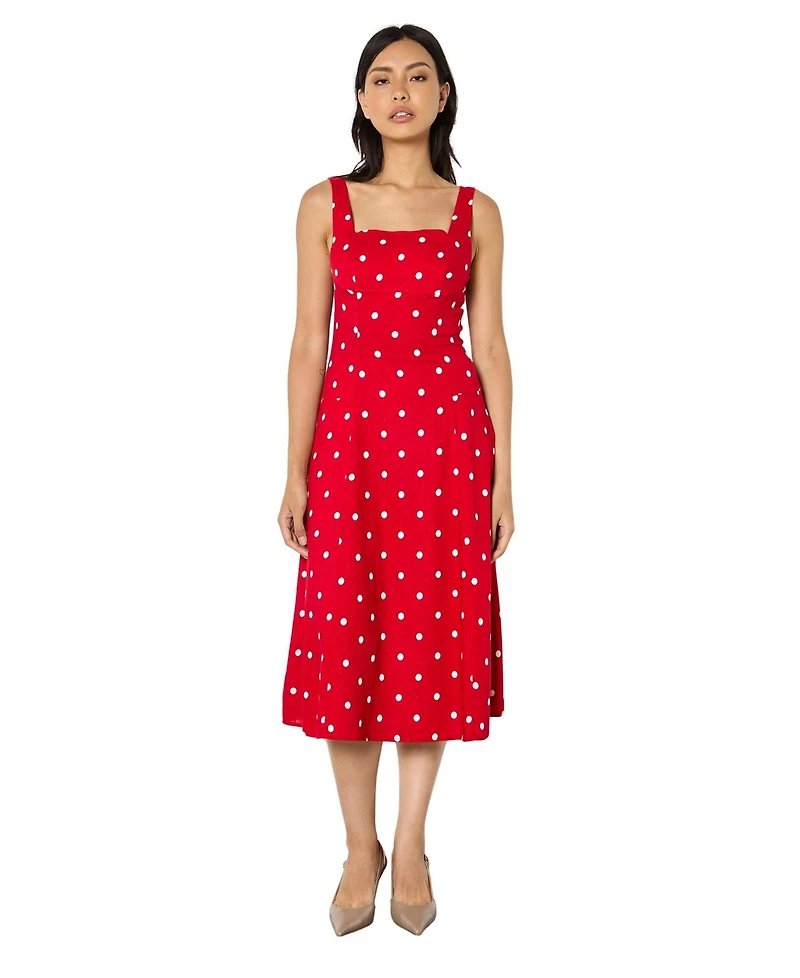 Apricot Women's Square Neck Midi Dress