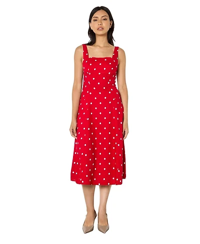 Apricot Women's Square Neck Midi Dress