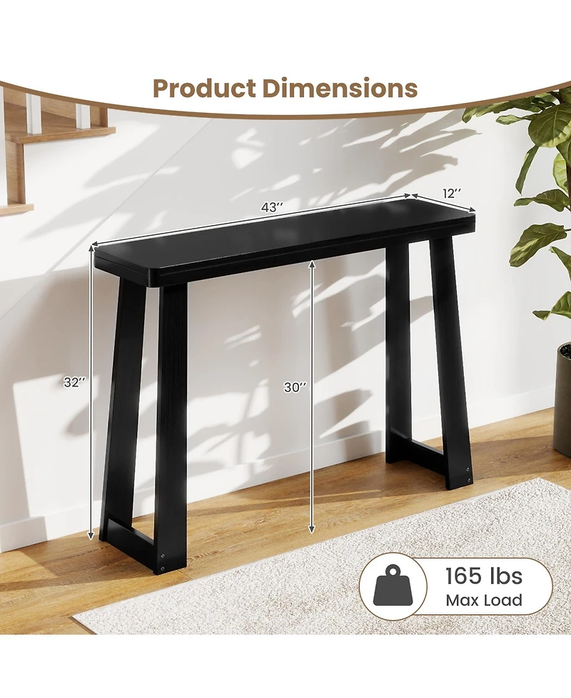 Slickblue 43" Solid Rubber Wood Console Table with Thick Top and Stable Base