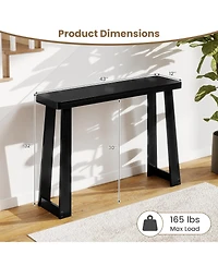 Slickblue 43" Solid Rubber Wood Console Table with Thick Top and Stable Base
