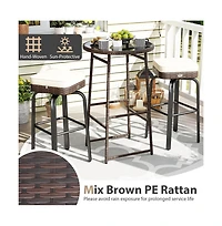 Boyel Living 3 Pieces Outdoor Swivel Bar Set Pe Rattan Bar Height Table with 2 Chairs