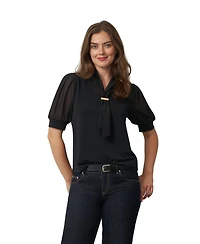 Cable & Gauge Women's Metal Tie-Neck Top