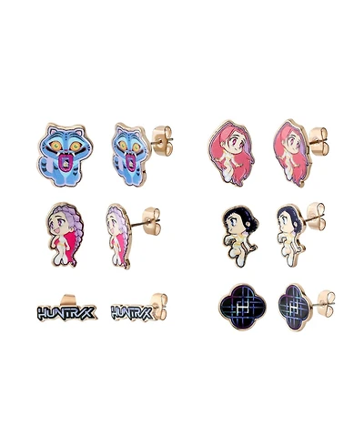 K-Pop Demon Hunters Earrings Set 6 Pairs Official License, Gold-Tone Stud Earrings
