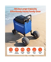 Mountaintop Beach Cart with Sand Wheels,165 lbs, Balloon Wheels, Storage Bag, Handle for Camping, Fishing, Garden