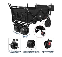 Mountaintop Collapsible Wagon 140L Cart,Removable Canopy,All-Terrain Wheels with Brake,Cooler Bag,Camping Beach Shopping