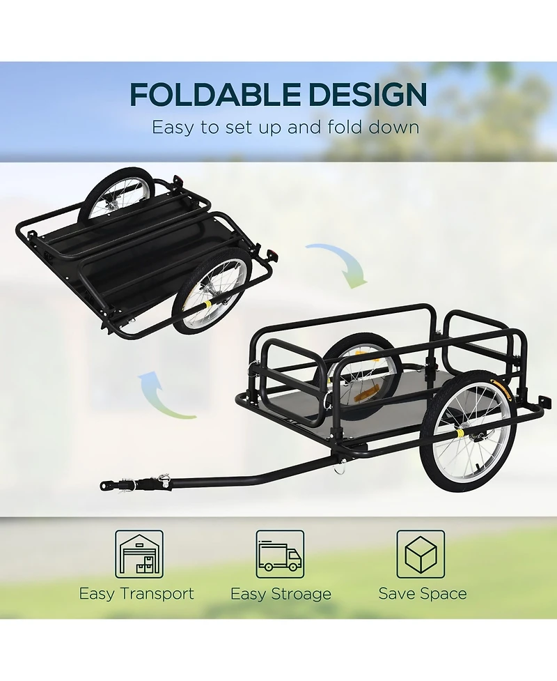 Mountaintop Bicycle Cargo Trailer Foldable Bike Cart Wagon with Hitch 16 Wheels