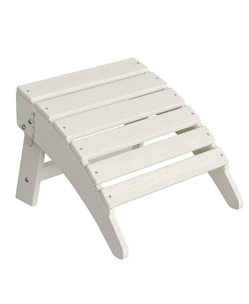homfan Folding Adirondack Chair and Ottoman Hdpe All-Weather Outdoor Chair for Deck, Garden or Backyard