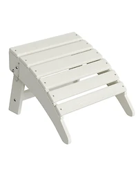 homfan Folding Adirondack Chair and Ottoman Hdpe All-Weather Outdoor Chair for Deck, Garden or Backyard