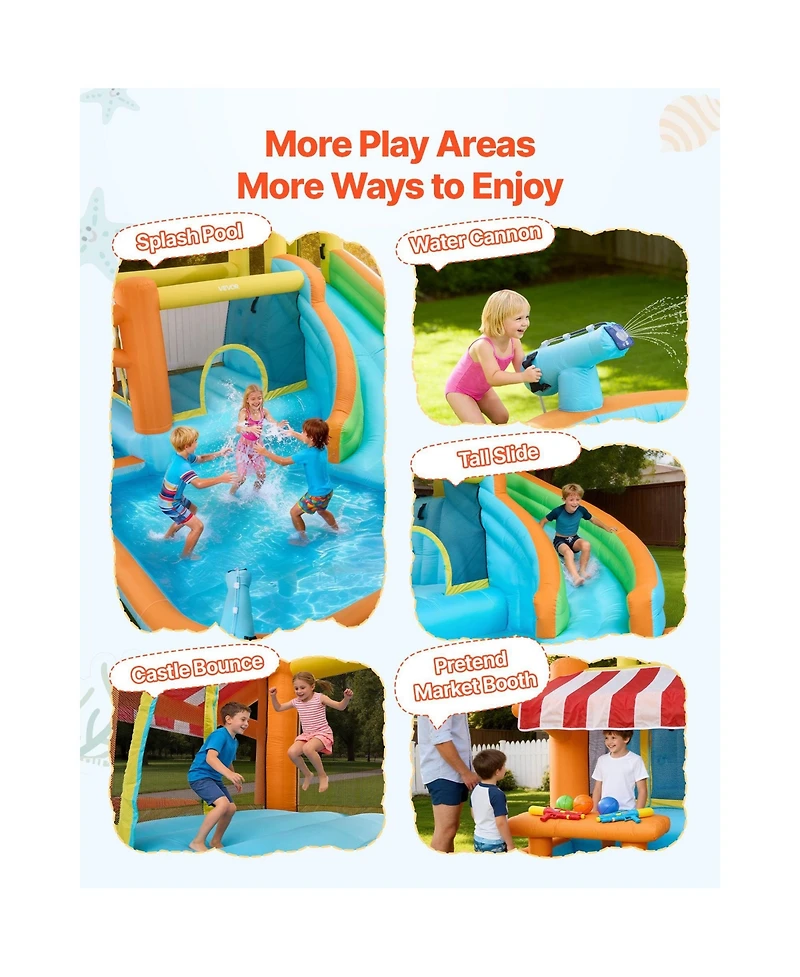 Hikeen 14.9 x 12.8 ft Inflatable Water Slide Bounce House with Tall Slide, Splash Pool and Play Market