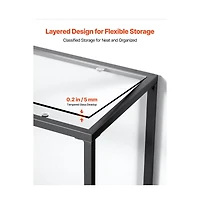 Slickblue 2-Tier Glass Console Table with Tempered Top, Modern Sofa Side Table for Living Room