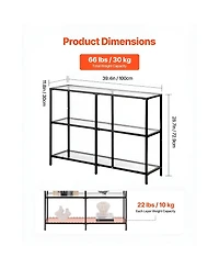 Slickblue Tempered Glass Console Table with 3-Tier Storage Shelves, Contemporary Sofa Table for Living Room