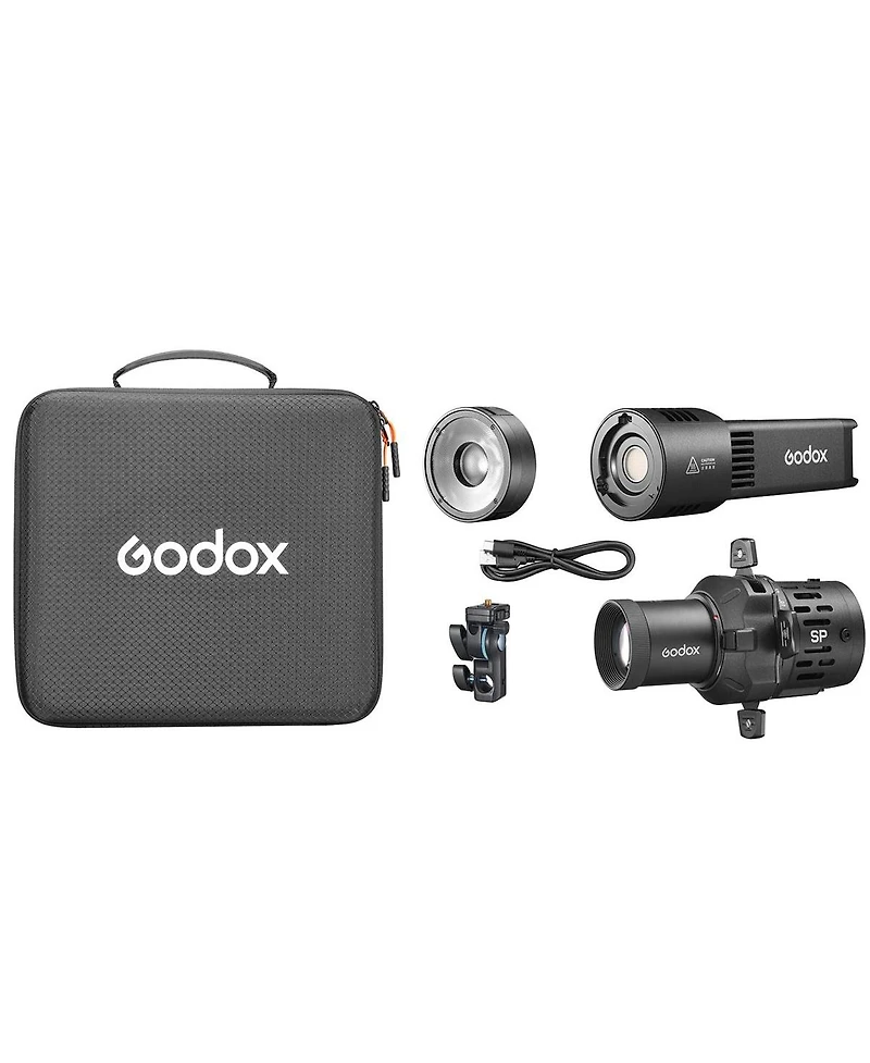 Godox RS100R Full-Color Rgb Led Video Light Kit with SP36K Projection Attachment, Built-In Battery, Nfc App Pairing, Dmx, Godox S-Mount