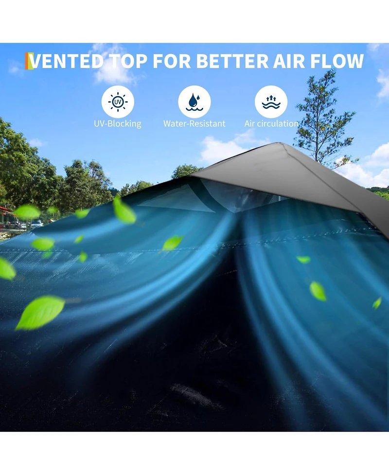 homfan Pop Up Canopy with Wheeled Bag, Heavy Duty Beach Tent, One-Push Setup Party Tent, Waterproof Sun Shelter with Weight Bags, Stakes and Ropes