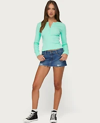 Edikted Women's Yerin Long-Sleeve V-Neck Ribbed Henley