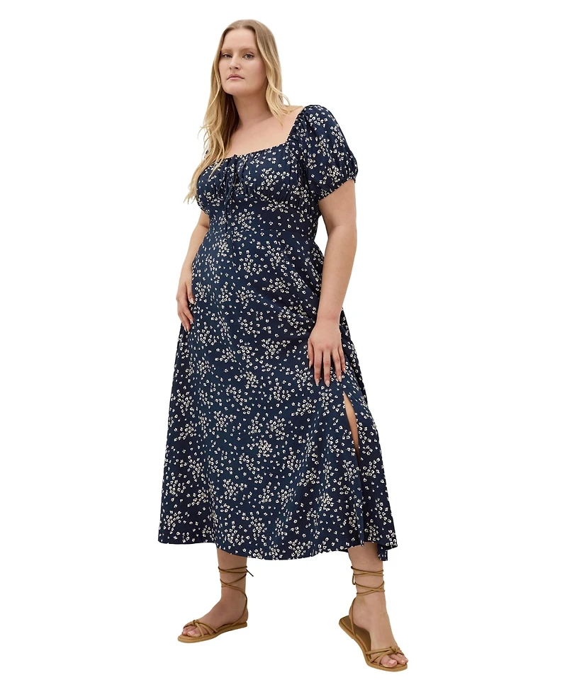 City Chic Plus Abbigail Print Short-Sleeve Floral Maxi Dress