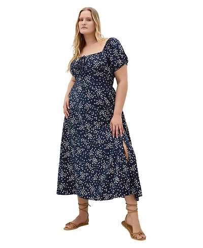 City Chic Plus Abbigail Print Short-Sleeve Floral Maxi Dress