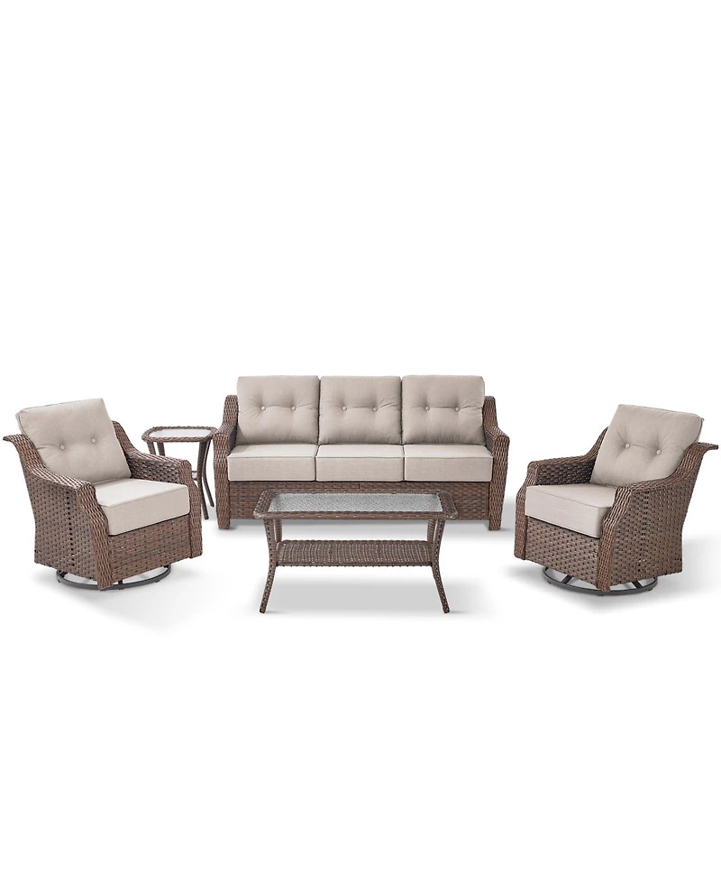 Pocassy 5 Piece Patio Furniture Set Outdoor Conversation Sofa with 6inch Thick Cushions Lounge