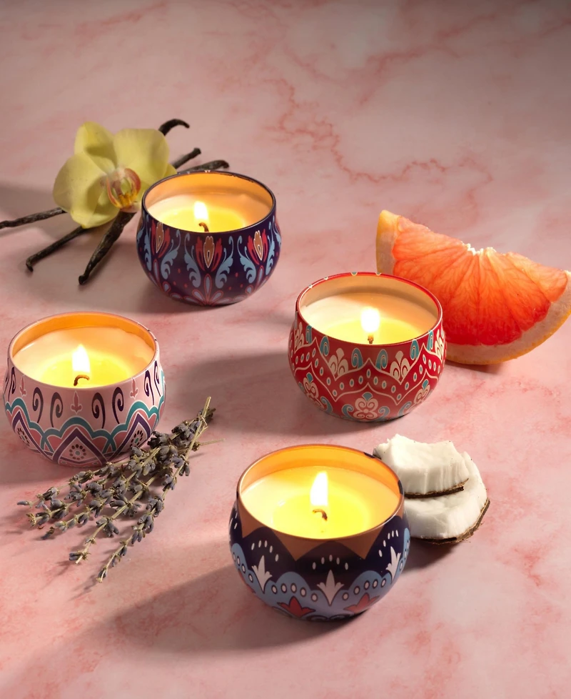Lovery 4-Piece Travel Candle Gift Set - Coconut, Vanilla, Lavender, Citrus Scents